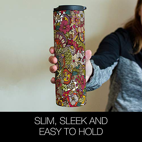 Floral Pattern Vacuum Insulated Travel Coffee Tumbler