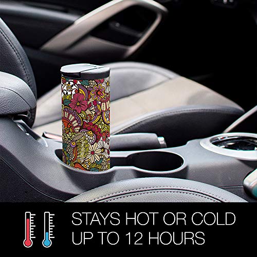 Floral Pattern Vacuum Insulated Travel Coffee Tumbler