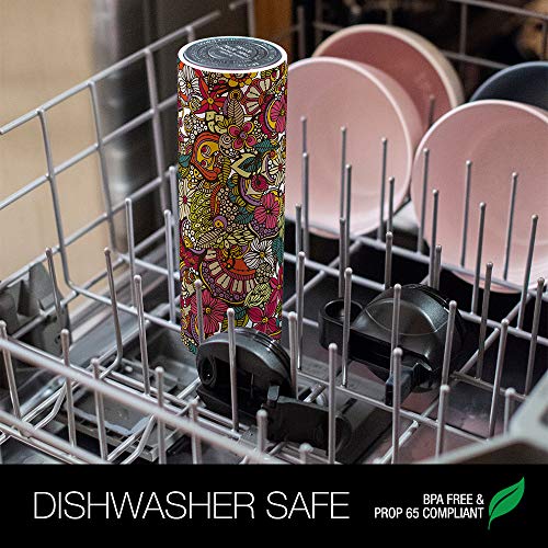 Floral Pattern Vacuum Insulated Travel Coffee Tumbler