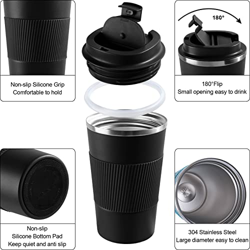 Leak-Proof Stainless Steel Travel Coffee Tumbler, 13oz