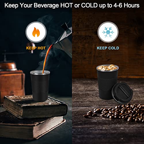 Leak-Proof Stainless Steel Travel Coffee Tumbler, 13oz