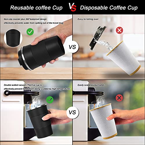 Leak-Proof Stainless Steel Travel Coffee Tumbler, 13oz