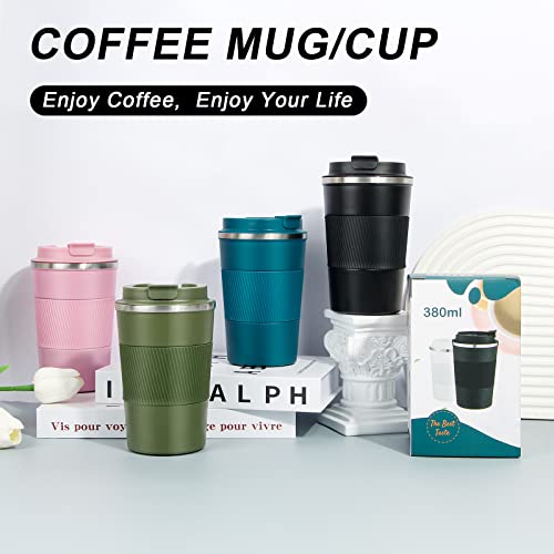 Leak-Proof Stainless Steel Travel Coffee Tumbler, 13oz