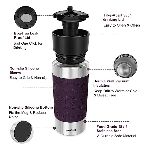 12 oz Travel Coffee Mug Stainless Steel Purple