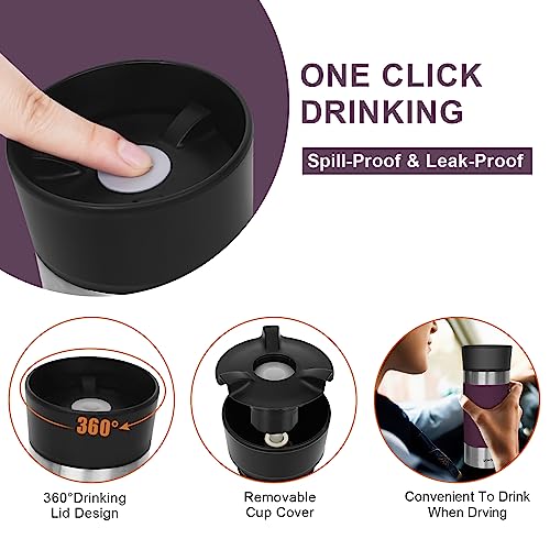 12 oz Travel Coffee Mug Stainless Steel Purple