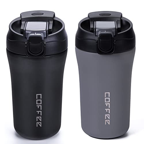 2 Pack Stainless Steel Travel Coffee Mugs, 14 oz