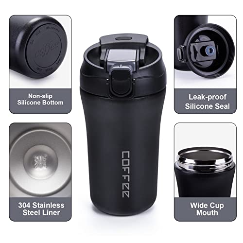 2 Pack Stainless Steel Travel Coffee Mugs, 14 oz