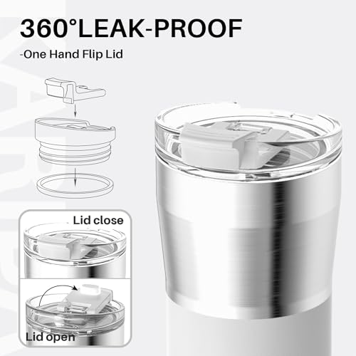 SANTECO 17 oz Travel Coffee Mug, Insulated Stainless Steel