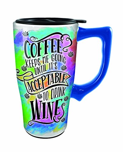 Spoontiques Ceramic Travel Coffee Mug - Gift Idea