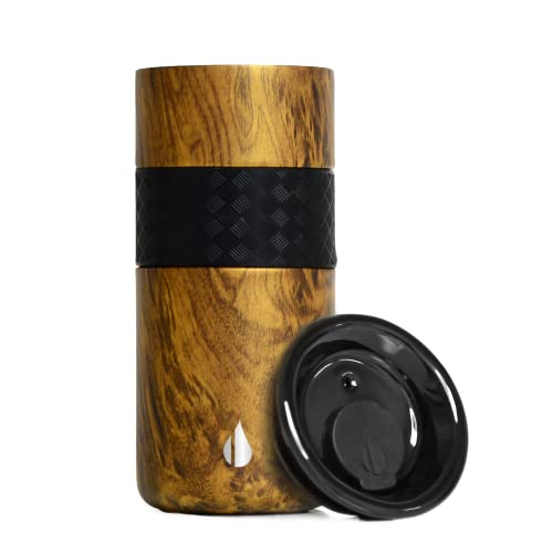 Artisan Triple Wall Insulated Coffee Tumbler, 16oz, Teak Wood