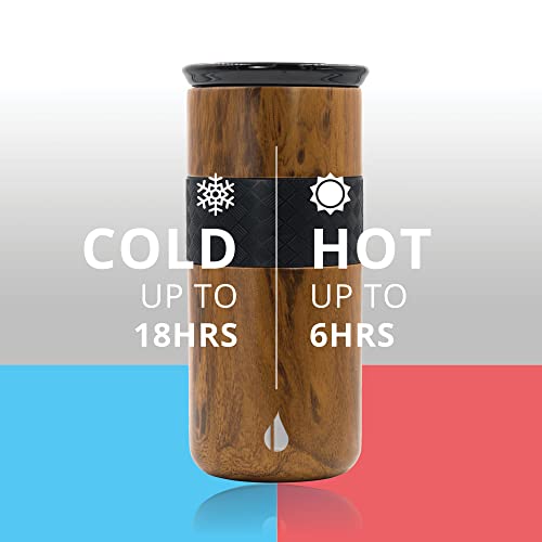 Artisan Triple Wall Insulated Coffee Tumbler, 16oz, Teak Wood