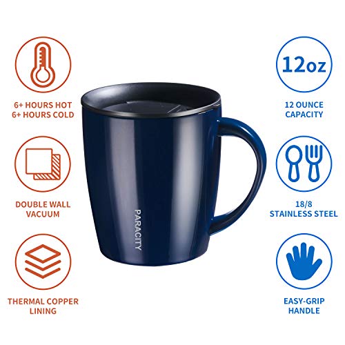 PARACITY Stainless Steel Insulated Coffee Mug with Handle