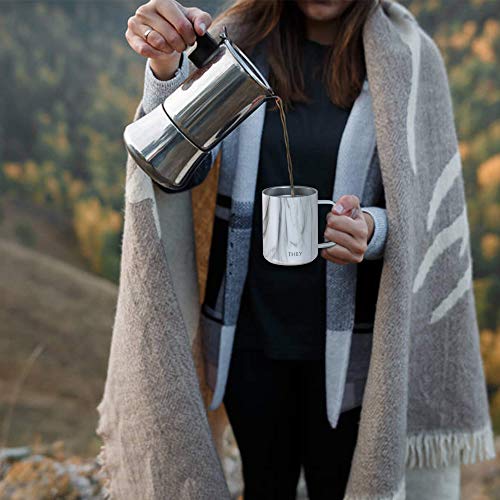 THILY 12oz Stainless Steel Travel Coffee Mug, White