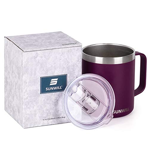 SUNWILL 14 oz Stainless Steel Coffee Travel Tumbler