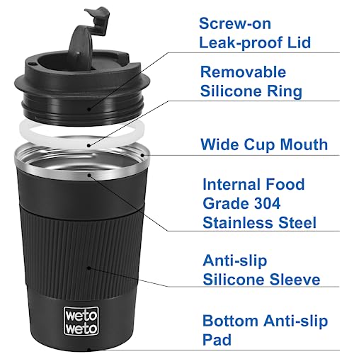 12oz Insulated Stainless Steel Coffee Tumbler with Lid