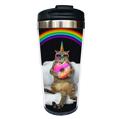 Caticorn Rainbow Stainless Steel Travel Coffee Mug