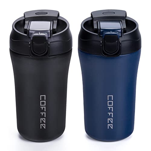 2 Pack Vacuum Insulated Travel Coffee Mugs, 14 oz