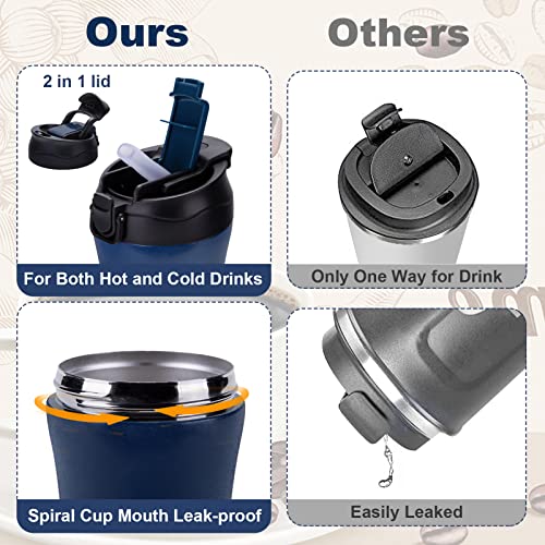 2 Pack Vacuum Insulated Travel Coffee Mugs, 14 oz