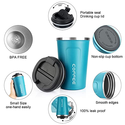 Spill-proof 12oz Insulated Coffee Travel Mug with Lid
