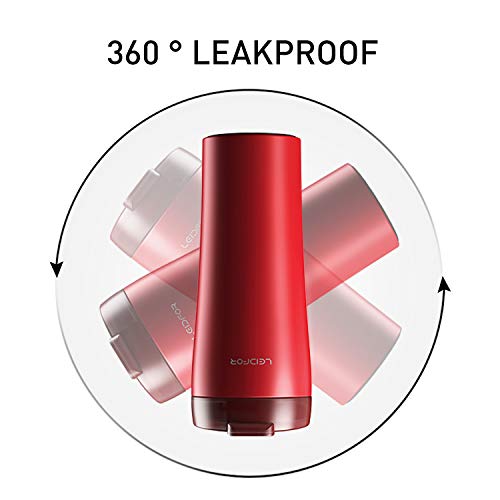 Leidfor Coffee Travel Mug - Leak Proof Lid, Insulated Stainless Steel - 16oz Red