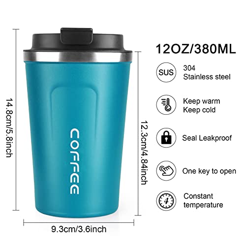 Spill-proof 12oz Insulated Coffee Travel Mug with Lid