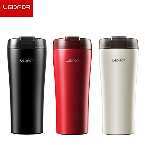 Leidfor Coffee Travel Mug - Leak Proof Lid, Insulated Stainless Steel - 16oz Red