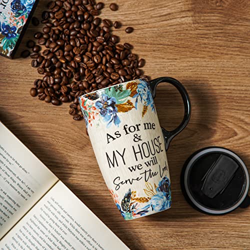 Topadorn Ceramic Travel Latte Mug with Spill-Proof Lid