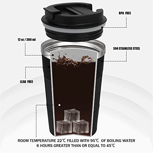 PHREKUDA 12oz Stainless Steel Travel Coffee Tumbler