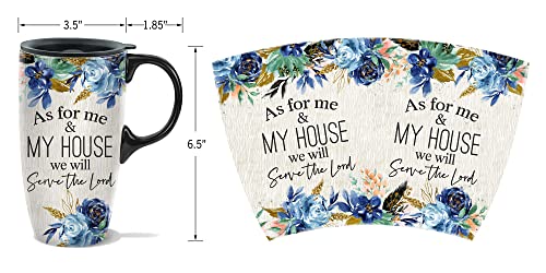 Topadorn Ceramic Travel Latte Mug with Spill-Proof Lid