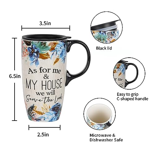 Topadorn Ceramic Travel Latte Mug with Spill-Proof Lid