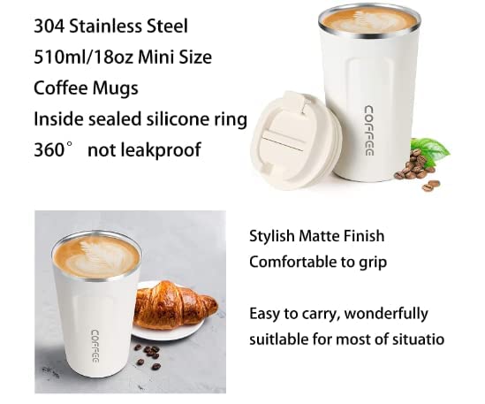 17 oz Leakproof Insulated Coffee Travel Mug (White)
