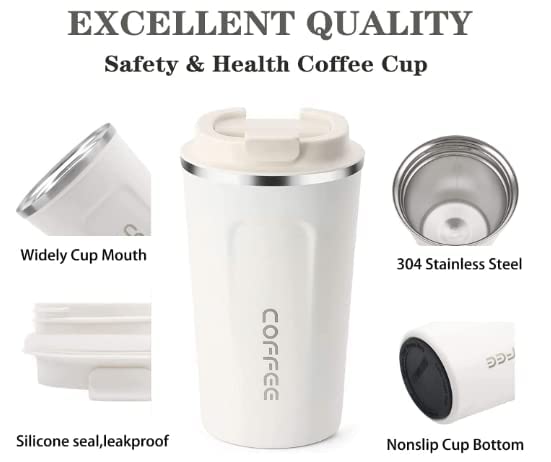 17 oz Leakproof Insulated Coffee Travel Mug (White)