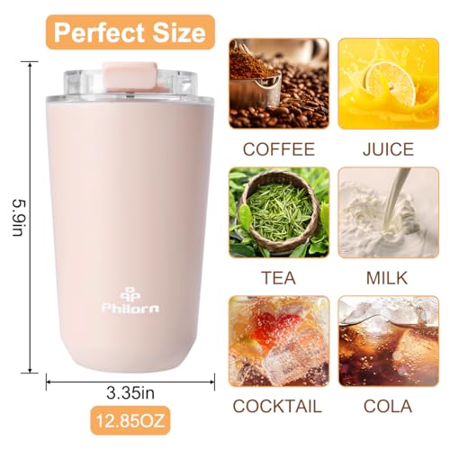 PHILORN Pink Insulated Coffee Tumbler - 12 OZ