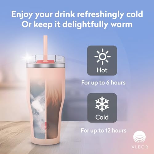 20 oz Pink Insulated Coffee Tumbler with Lid