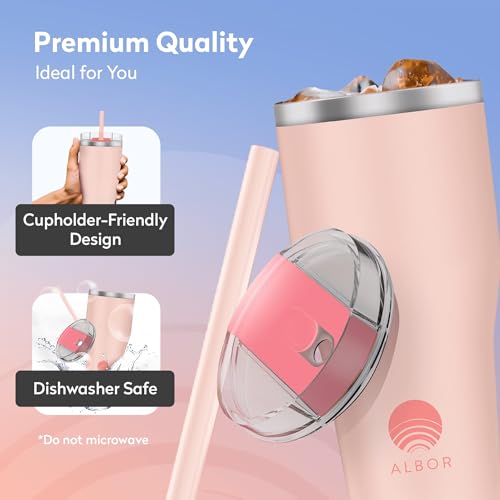 20 oz Pink Insulated Coffee Tumbler with Lid