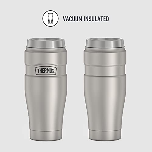 Stainless King Vacuum-Insulated Travel Tumbler, 16oz, Matte Steel
