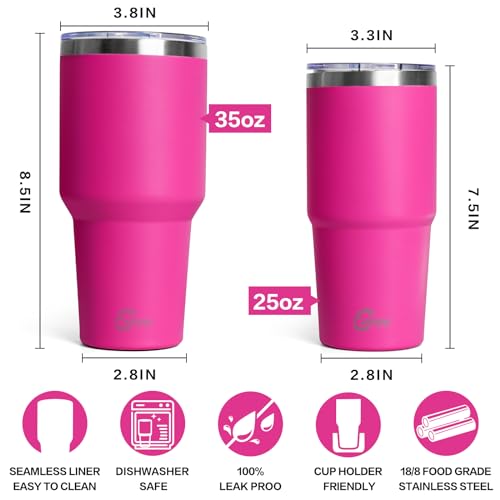 25oz Insulated Stainless Steel Coffee Tumbler Mug (Hot Pink)