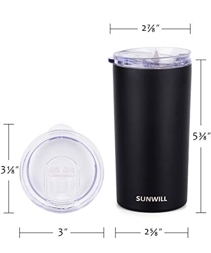 SUNWILL 12oz Insulated Coffee Travel Mug, Double Wall Steel
