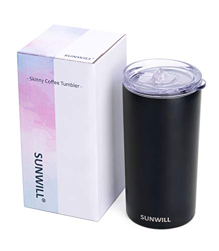 SUNWILL 12oz Insulated Coffee Travel Mug, Double Wall Steel