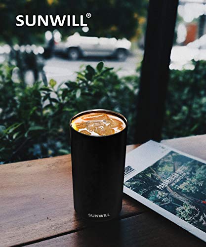 SUNWILL 12oz Insulated Coffee Travel Mug, Double Wall Steel