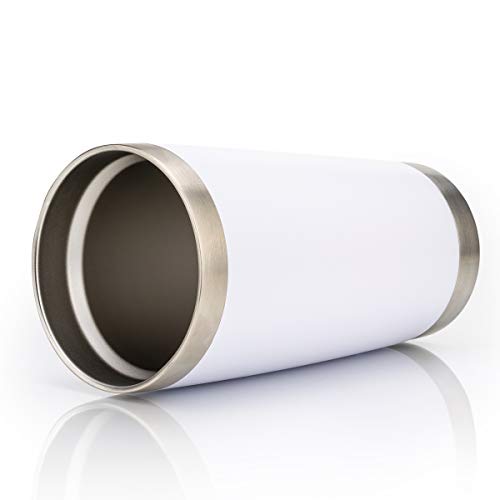 White Stainless Steel Coffee Tumbler with Lid & Straw