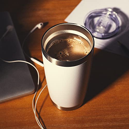 White Stainless Steel Coffee Tumbler with Lid & Straw