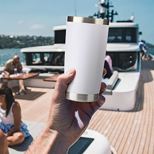 White Stainless Steel Coffee Tumbler with Lid & Straw