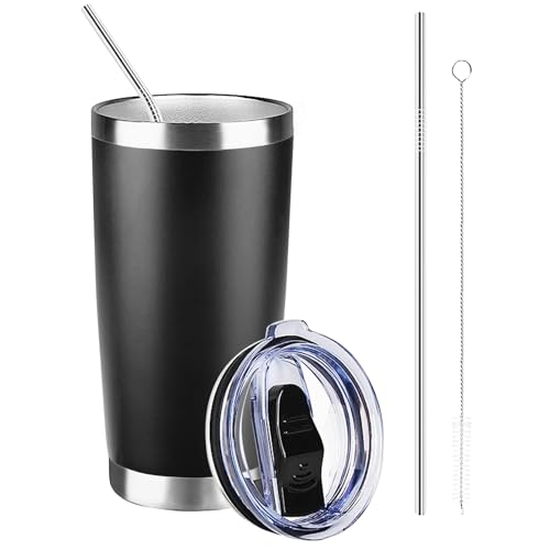 MEZMUT 20oz Insulated Coffee Tumbler, Stainless Steel (Black)