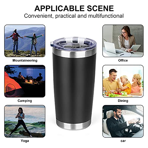 MEZMUT 20oz Insulated Coffee Tumbler, Stainless Steel (Black)