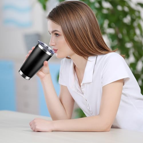 MEZMUT 20oz Insulated Coffee Tumbler, Stainless Steel (Black)