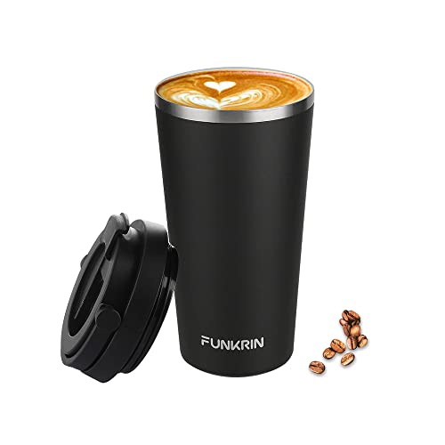 16oz Insulated Ceramic Coated Coffee Tumbler Mug with Handle