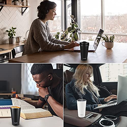 16oz Insulated Ceramic Coated Coffee Tumbler Mug with Handle