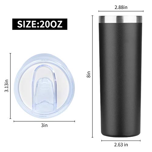 Black Stainless Steel 20 oz Skinny Tumbler Mug