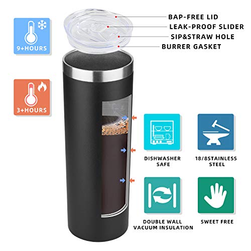 Black Stainless Steel 20 oz Skinny Tumbler Mug